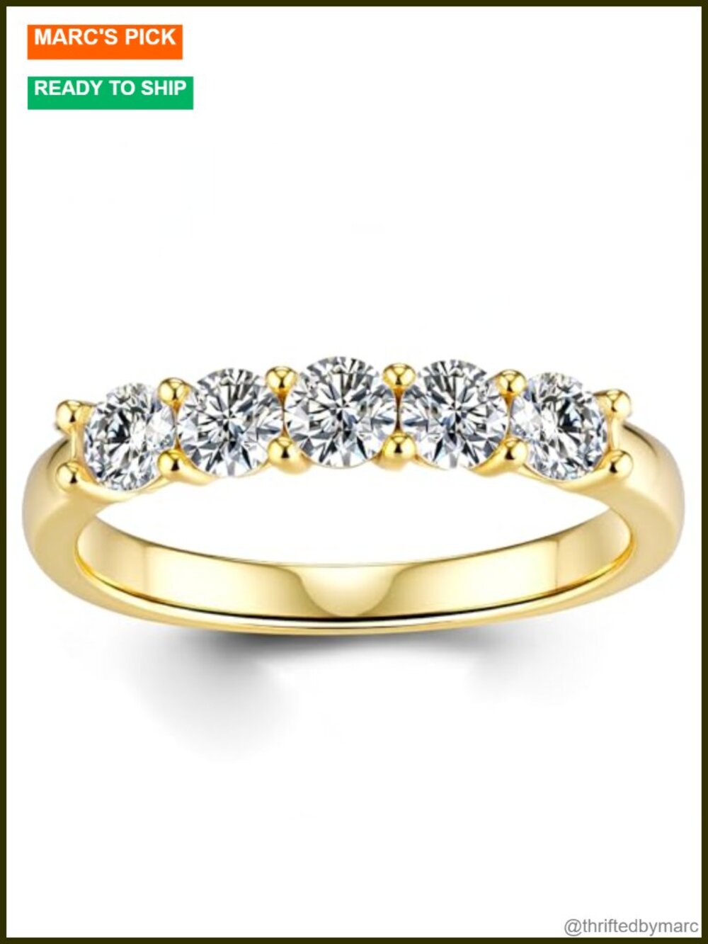 Half Eternity Moissanite Ring 5 Stone 0.5ct S925 18K White Gold Plated